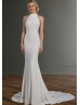 Halter Ivory Chiffon Satin Floor Length Wedding Dress Halter Ivory Chiffon Satin Floor Length Wedding Dress